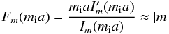 \begin{eqnarray*} F_m(m_\mathrm{i}a)=\frac{m_\mathrm{i}aI^{\prime}_m(m_\mathrm{i}a)}{I_m(m_\mathrm{i}a)}\approx |m| \end{eqnarray*}
