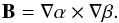 \begin{equation} \label{eq_euler} {\vec B} = {\bf \nabla} \alpha \times {\bf \nabla} \beta. \end{equation}