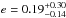 \hbox{$e = 0.19^{+0.30}_{-0.14}$}
