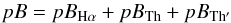 \begin{equation} pB=pB_{\rm H\alpha}+pB_{\rm Th}+pB_{\rm Th^{\prime}} \end{equation}