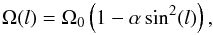 \begin{equation} \Omega(l)=\Omega_{0}\left(1-\alpha \sin^2(l)\right), \label{rot_profile} \end{equation}