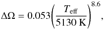\begin{equation} \Delta \Omega = 0.053\Bigg(\frac{T_{\rm{eff}}}{5130~\rm{K}}\Bigg)^{8.6}, \label{cameron_drot} \end{equation}