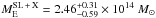 \hbox{$M_{\rm E}^{{\rm SL\,+\,X}}=2.46_{-0.59}^{+0.31}\times10^{14}~M_\odot$}