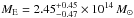 \hbox{$M_{\rm E}=2.45_{-0.47}^{+0.45}\times10^{14}\,M_\odot$}