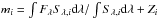 \hbox{$m_i = \int F_{\mathrm{\lambda}} S_{\mathrm{\lambda},i} {\rm d}\lambda / \int S_{\mathrm{\lambda},i} {\rm d}\lambda + Z_i$}