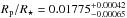 \hbox{$R_{\rm p}/R_{\star}=0.01775^{+0.00042}_{-0.00065}$}