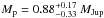 \hbox{$M_{\rm p}=0.88^{+0.17}_{-0.33}~M_{\rm Jup}$}