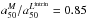 \hbox{$a_{50}^M/a_{50}^{L^{\rm intrin}} = 0.85$}