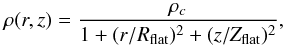 \appendix \setcounter{section}{2} \begin{equation} \rho(r,z)=\frac{\rho_c}{1+(r/R_{\rm flat})^2+(z/Z_{\rm flat})^2 }, \label{eq:spheroid} \end{equation}