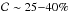 \hbox{$\mathcal{C}\sim25{-}40\%$}