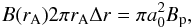 \begin{eqnarray} B(r_{\rm A}) 2 \pi r_{\rm A} \Delta r = \pi a_0^2 B_{\rm p} , \end{eqnarray}