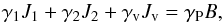 \begin{equation} \Ga\Ja+\Gb\Jb+\Gv\Jv=\Gp B, \label{eq::radtran} \end{equation}