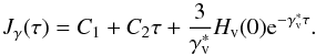 \begin{equation} \JG(\tau)=\Ca+\Cb\tau+\frac{3}{\Gv^*}H_{\rm v}(0){\rm e}^{-\Gv^*\tau} . \label{eq::SolJGa} \end{equation}