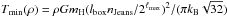 \hbox{$T_{\rm min}(\rho) = \rho G m_{\rm H} (l_{\rm box} n_{\rm Jeans} / 2^{\ell_{\rm max}})^2 / (\pi k_{\rm B} \sqrt{32})$}
