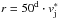\hbox{$r = 50^\mathrm{d} \cdot v_\mathrm{j}^*$}