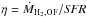 \hbox{${\eta = \dot{M}_{\rm H_2, OF}/{\it SFR}}$}