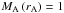\hbox{$M_\text{A}\left(r_\text{A}\right) = 1$}