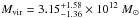 \hbox{$\mvir=3.15^{+1.58}_{-1.36}\times10^{12}~\msun$}