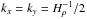 \hbox{$k_x=k_y=H_\rho^{-1}/2$}