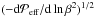\hbox{$(-\dd\Peff/\dd\ln\beta^2)^{1/2}$}