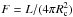 \hbox{${F}=L/(4\pi R_{\rm c}^2)$}