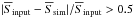 \hbox{$|\overline{S}_{\rm input}-\overline{S}_{\rm sim}|/\overline{S}_{\rm input}>0.5$}
