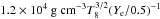 \hbox{$1.2\times 10^4\ {\rm g\ cm^{-3}} T_8^{3/2} (Y_{\rm e}/0.5)^{-1}$}