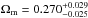 \hbox{$\Omega_{\rm m}= 0.270_{-0.025}^{+0.029}$}