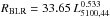 \hbox{${R_{\rm BLR}=33.65\, L_{5100,44}^{0.533}}$}