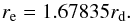 \appendix \setcounter{section}{1} \begin{equation} r_{\rm e} = 1.67835 r_{\rm d} . \end{equation}