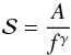 \appendix \setcounter{section}{1} \begin{equation} \mathcal{S} = \frac{A}{f^\gamma} \end{equation}