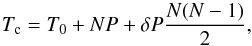 \begin{equation} T_{\rm c} = T_0 + N P + \delta P \frac{N(N-1)}{2} , \end{equation}