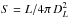 \hbox{$S=L/4\pi\,D_{L}^2$}