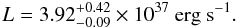 $$ L=3.92^{+0.42}_{-0.09} \times 10^{37}~\rm erg~s^{-1}. $$