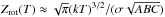 \hbox{$Z_\mathrm{rot}(T) \approx \sqrt{\pi}(kT)^{3/2}/(\sigma \sqrt{ABC})$}