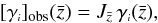 \begin{equation} \label{gammaobs} \obs{\gen{\gamma}}(\bar{z}) = J_{\bar{z}} \, \gen{\gamma}(\bar{z}), \end{equation}