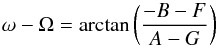 \appendix \setcounter{section}{1} \begin{equation} \omega-\Omega = \arctan \left(\frac{-B-F}{A-G} \right) \end{equation}