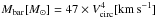 \hbox{$M_{\rm bar} [M_{\odot}] = 47 \times V_{\rm circ}^{4} [\rm{km\,s^{-1}}]$}