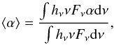\begin{equation} \langle \alpha \rangle = \frac{\int h_{\nu} \nu F_{\nu} \alpha {\rm d}\nu}{\int h_{\nu} \nu F_{\nu} {\rm d}\nu}, \label{sp_index} \end{equation}