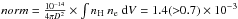 \hbox{$norm = \frac{10^{-14}}{4 \pi D^{2}} \times \int n_{\rm H}~n_{\rm e}~{\rm d}V = 1.4 ({>} 0.7) \times 10^{-3}$}