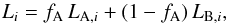 \begin{equation} L_i = f_{\rm A}\, L_{{\rm A},i} + (1-f_{\rm A})\, L_{{\rm B},i} , \label{twocomponentequation} \end{equation}