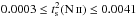 \hbox{$0.0003 \le t_{\rm s}^2 (\ion{N}{ii}) \le 0.0041$}