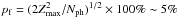 \hbox{$p_{\rm f}=(2Z^2_{\rm max}/N_{\rm ph})^{1/2}\times 100\% \sim 5\%$}