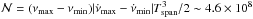 \hbox{$\mathcal{N}=(\nu_{\rm max}-\nu_{\rm min})|\dot{\nu}_{\rm max}-\dot{\nu}_{\rm min}|T_{\rm span}^3/2\sim4.6\times10^8$}