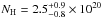\hbox{$\nh=2.5_{-0.8}^{+0.9}\times10^{20}$}