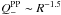 \hbox{$Q_-^{\rm PP} \sim R^{-1.5}$}