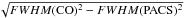 \hbox{$\sqrt{FWHM({\rm CO})^2 - FWHM({\rm PACS})^2}$}