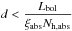 \hbox{$d<\displaystyle\frac{L_{\rm bol}}{\xi_{\rm abs}N_{\rm h,abs}}$}