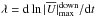 \hbox{$\lambda=\dd\ln|\meanU|^{\rm down}_{\max}/\dd t$}