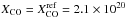 \hbox{$X_{\rm CO}= X_{\rm CO}^{\rm ref} = 2.1\times10^{20}$}
